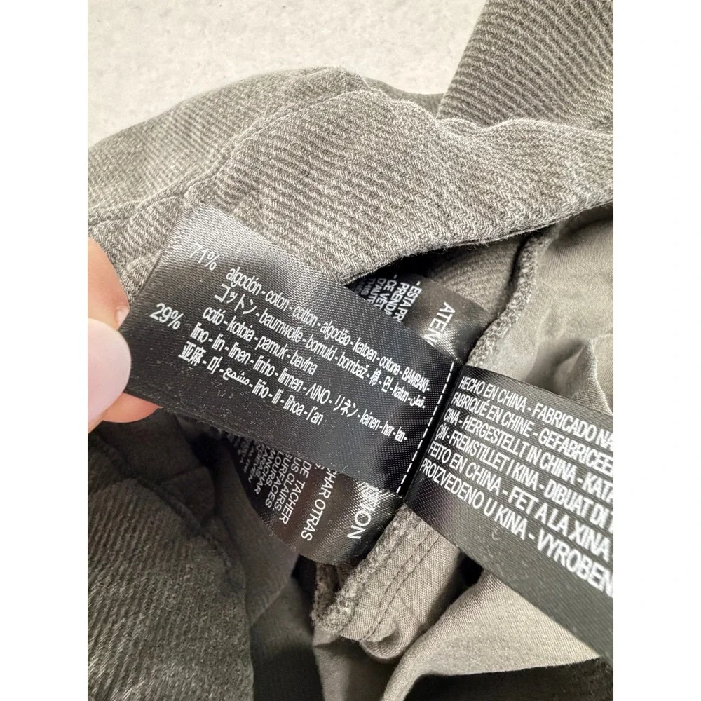 Zara Gray Cotton Linen Multi Pocket Cargo 90s Pants Wide Leg M 28